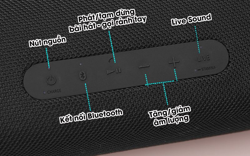 Loa bluetooth Sony SRS-XB43 - Điều khiển nút nhấn dễ chỉnh chức năng