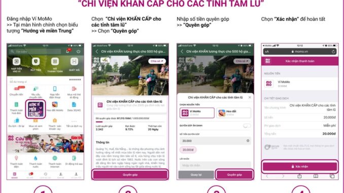 Cách ủng hộ miền trung qua Momo